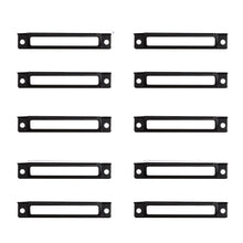 Load image into Gallery viewer, Set of 10 black plastic cable organizer clips with horizontal slot and two mounting holes.