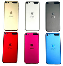 Load image into Gallery viewer, Six iPod Touch devices in gold, silver, black, red, pink, and blue color options displayed against white background.