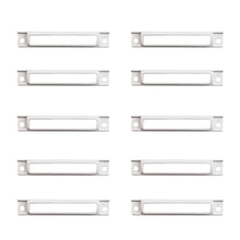 Load image into Gallery viewer, Set of 10 white metal cabinet handles with mounting brackets for furniture or cabinetry.