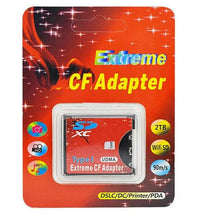 Load image into Gallery viewer, Extreme CF Adapter CompactFlash card in red packaging with 90m/s speed and UDMA specifications displayed.