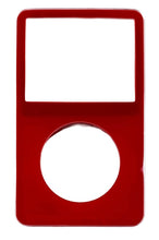 Load image into Gallery viewer, Red iPod classic protective case with rounded corners, display window cutout at top, and circular click wheel opening.