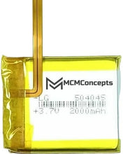 Load image into Gallery viewer, MCM Concepts yellow lithium polymer battery with protective casing and gold connector terminals, 2000mAh capacity.