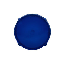 Load image into Gallery viewer, Blue plastic round food storage container with secure lid and grip handles on sides.