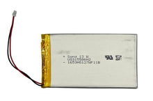 Load image into Gallery viewer, Lithium polymer battery with silver casing, gold foil edge, and red-black connector wire