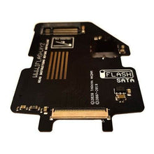 Load image into Gallery viewer, Black SATA flash storage device with gold connectors and component layout on PCB board