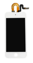 Load image into Gallery viewer, White smartphone LCD display screen replacement with flex cable and connector hardware.