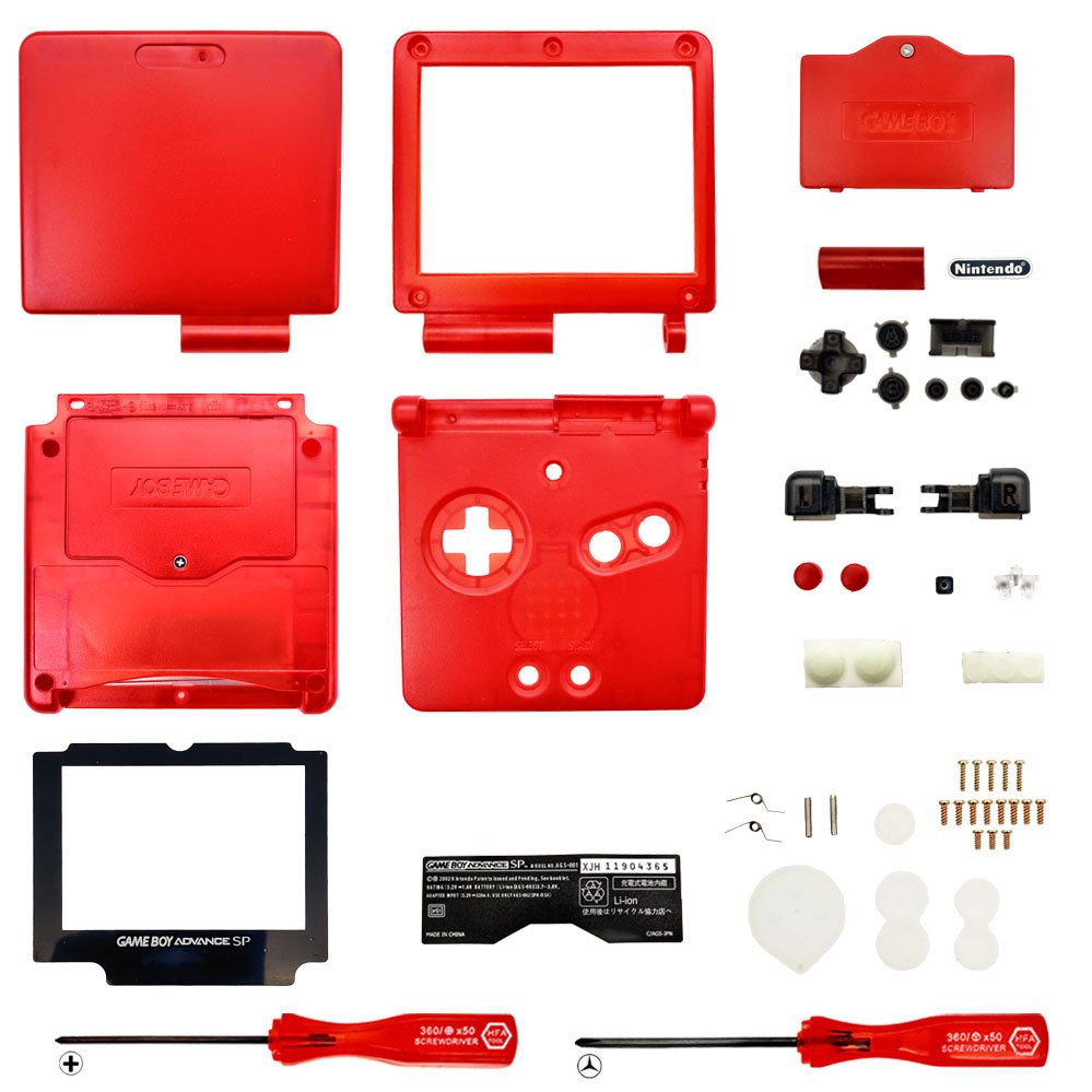 Replacement Housing for Nintendo GBA Game Boy Advance SP Shell Clear Red Tools