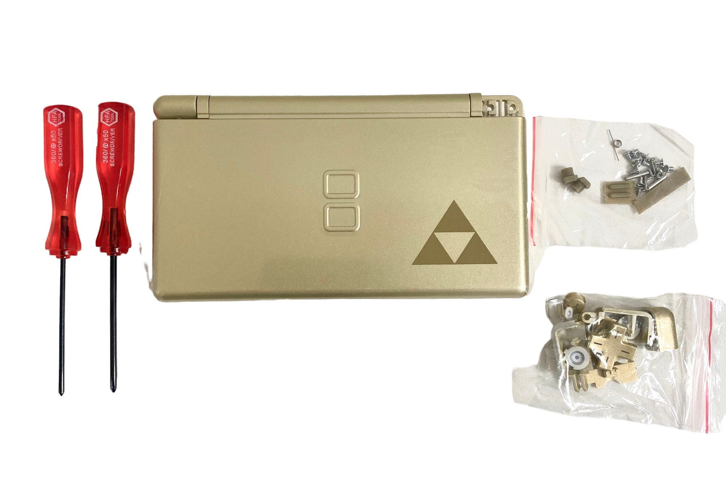 Replacement Housing for Nintendo DS Lite Glass Lens Shell Gold Zelda Triforce