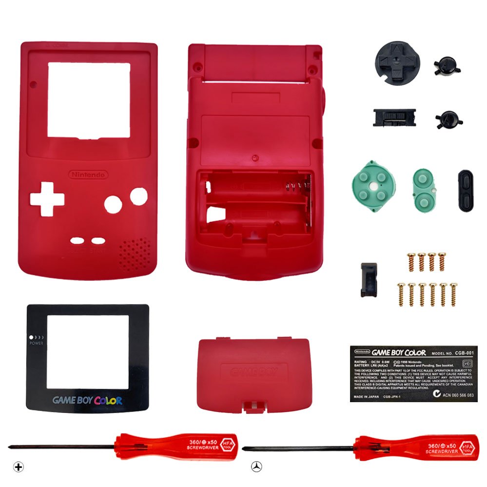 Replacement Housing for Nintendo Game Boy Color Lens GBC Shell Berry Red