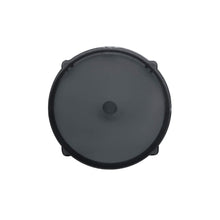 Load image into Gallery viewer, Charcoal gray round plastic lid with center knob and ribbed edge rim.

