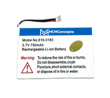 Load image into Gallery viewer, MCMConcepts 3.7V 750mAh rechargeable lithium-ion battery with connector cable
