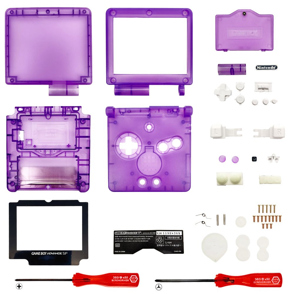 Replacement Housing for Nintendo GBA Game Boy Advance SP Shell Clear Purple Tool