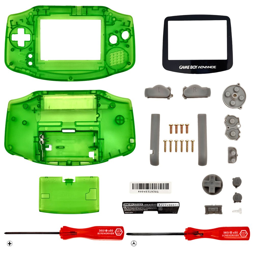 Replacement Housing for Nintendo GBA Game Boy Advance Shell Clear Jungle Green