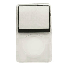 Load image into Gallery viewer, Clear plastic protective case with circular opening for portable media device, front and back view.
