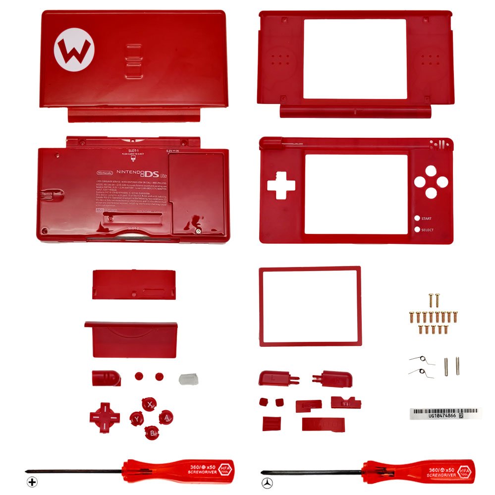 Replacement Housing for Nintendo DS Lite Glass Lens Shell Red Mario Limited