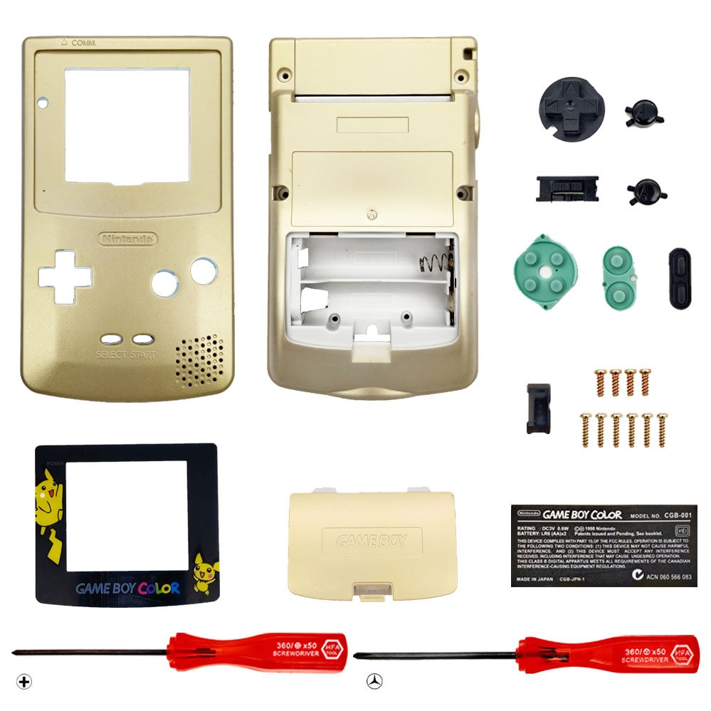 Replacement Housing for Nintendo Game Boy Color GBC Shell Gold Pokemon
