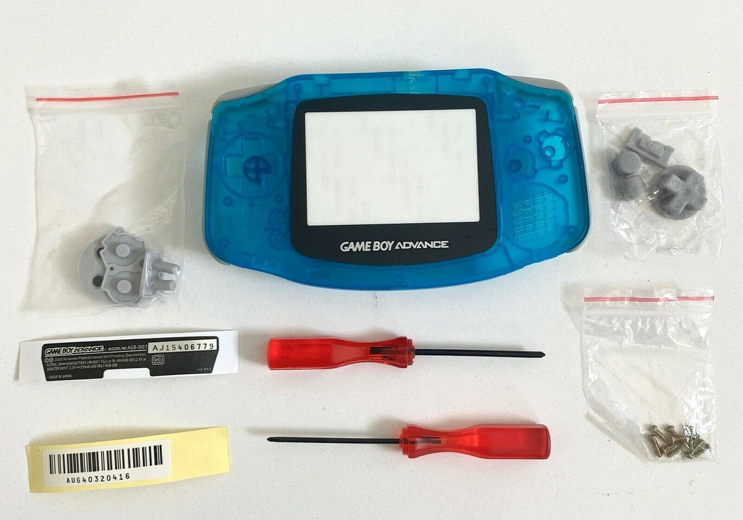 Replacement Housing for Nintendo GBA Game Boy Advance Shell Screen Clear Blue