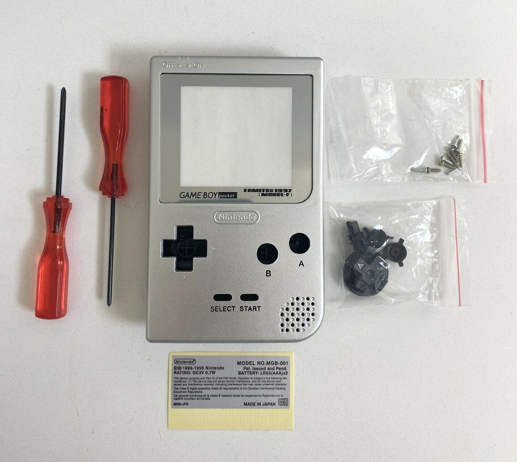 Replacement Housing for Nintendo Game Boy Pocket GBP Shell Screen Silver Tools