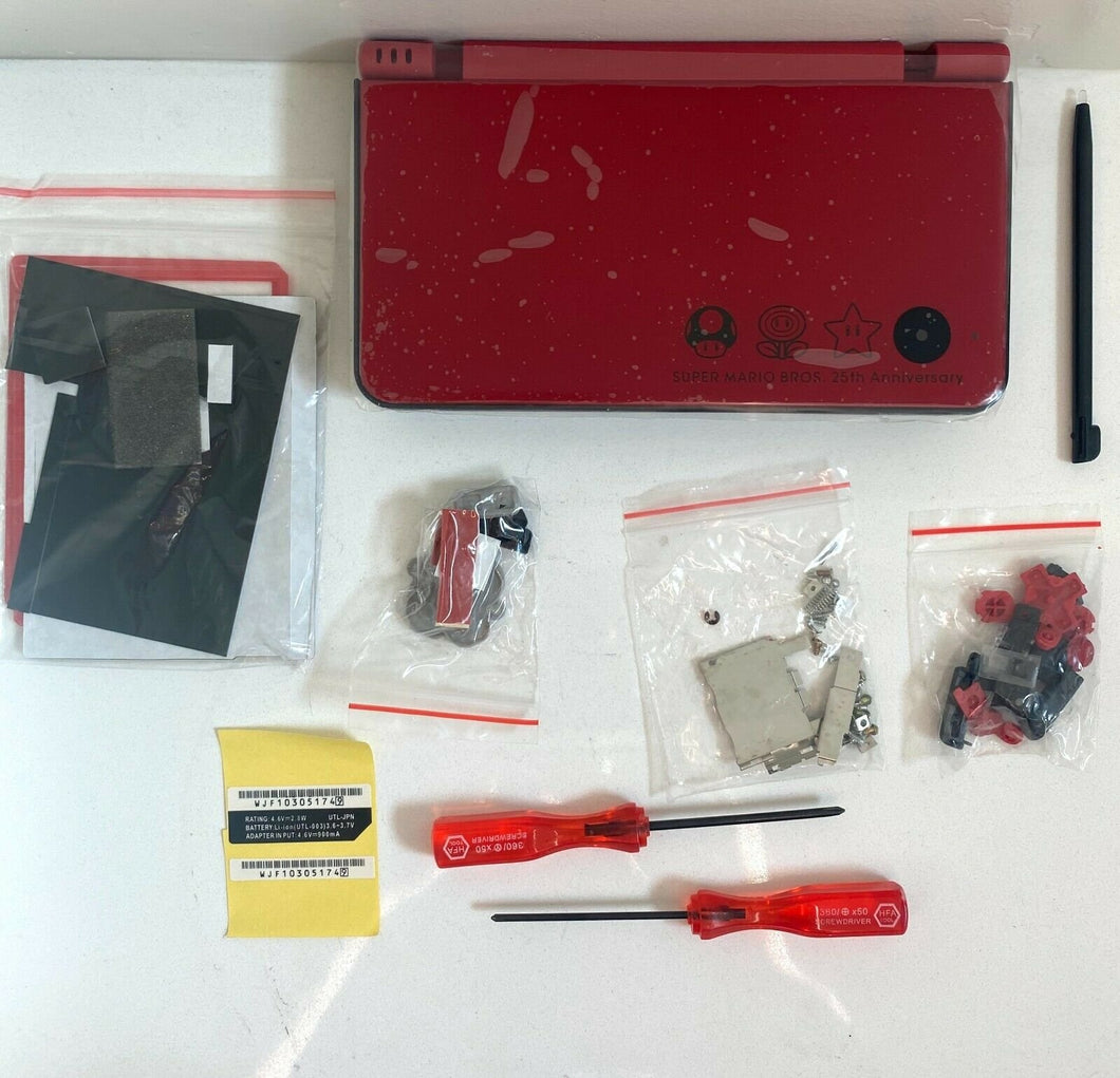 Replacement Housing for Nintendo DSi XL Glass Lens Shell Mario Red Tools