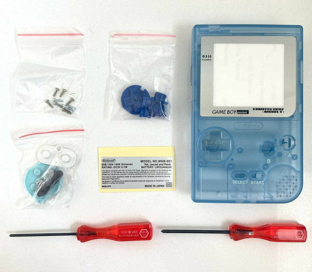 Replacement Housing for Nintendo Game Boy Pocket GBP Shell Famitsu Light Blue
