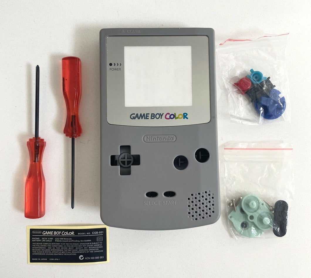 Replacement Housing for Nintendo Game Boy Color GBC Shell Silver Gray Grey