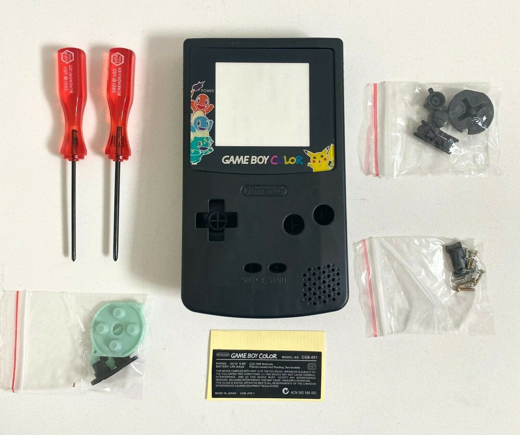 Replacement Housing for Nintendo Game Boy Color Lens GBC Shell Black Pokemon