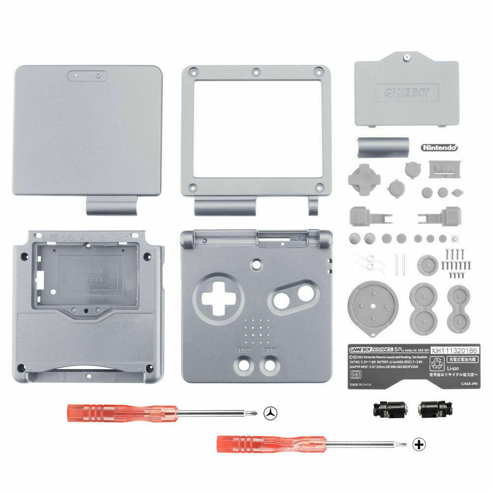 Replacement Housing for Nintendo GBA Game Boy Advance SP Shell Platinum Silver